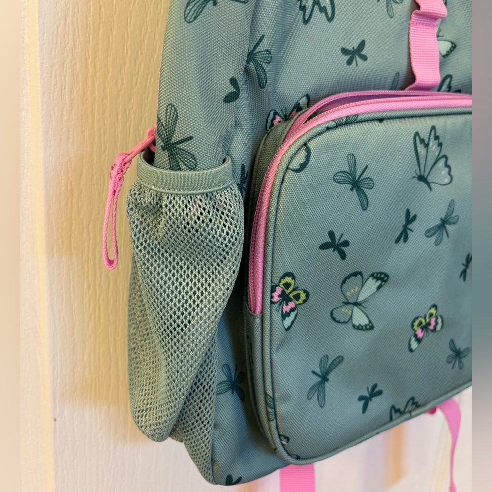 Kid’s Cat & Jack Green & Pink Backpack w/Beautiful Butterflies - Picture 3 of 6
